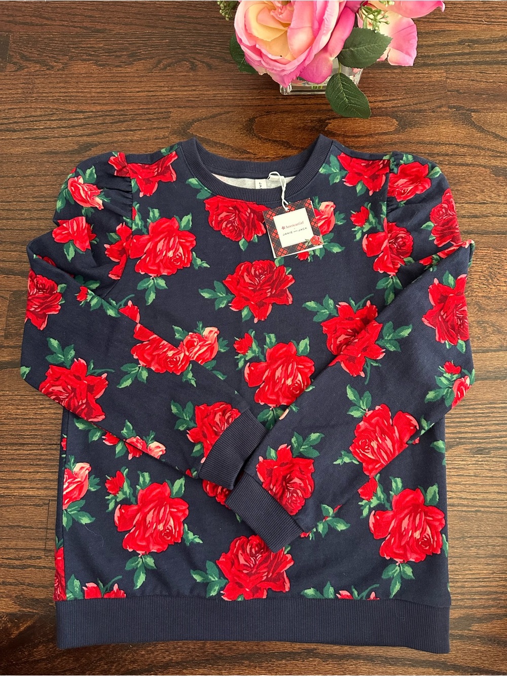 NWT Janie & Jack x American Girl rose print sweatshirt, size 14